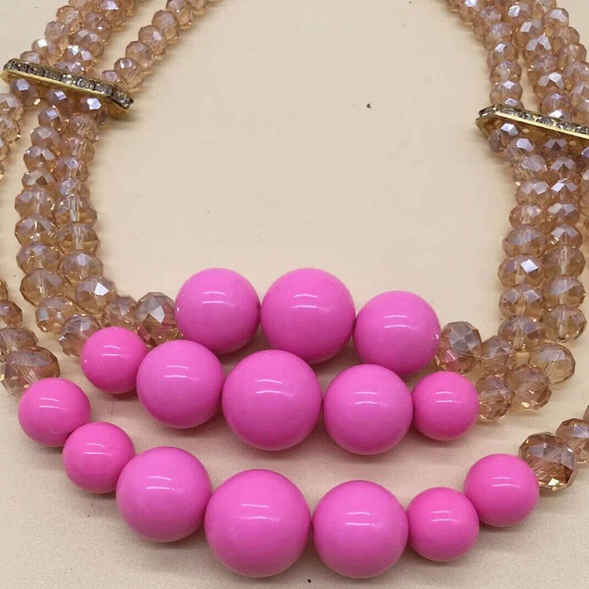 CRYSTAL ACRYLIC COLORFUL BEADS MULTI-LAYER NECKLACE