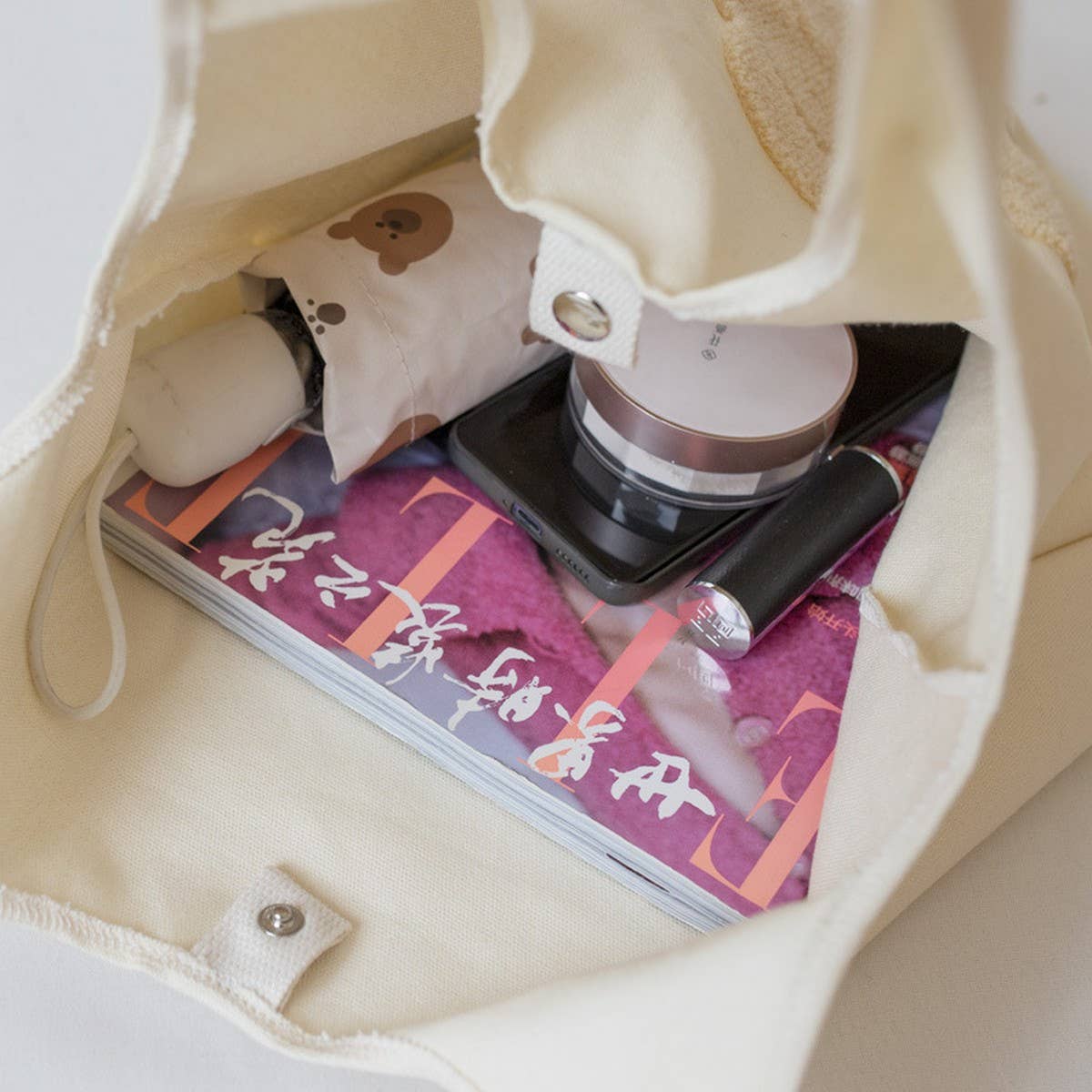 Towel Embroidered Canvas Tote for Girls, Large_CWAB5660