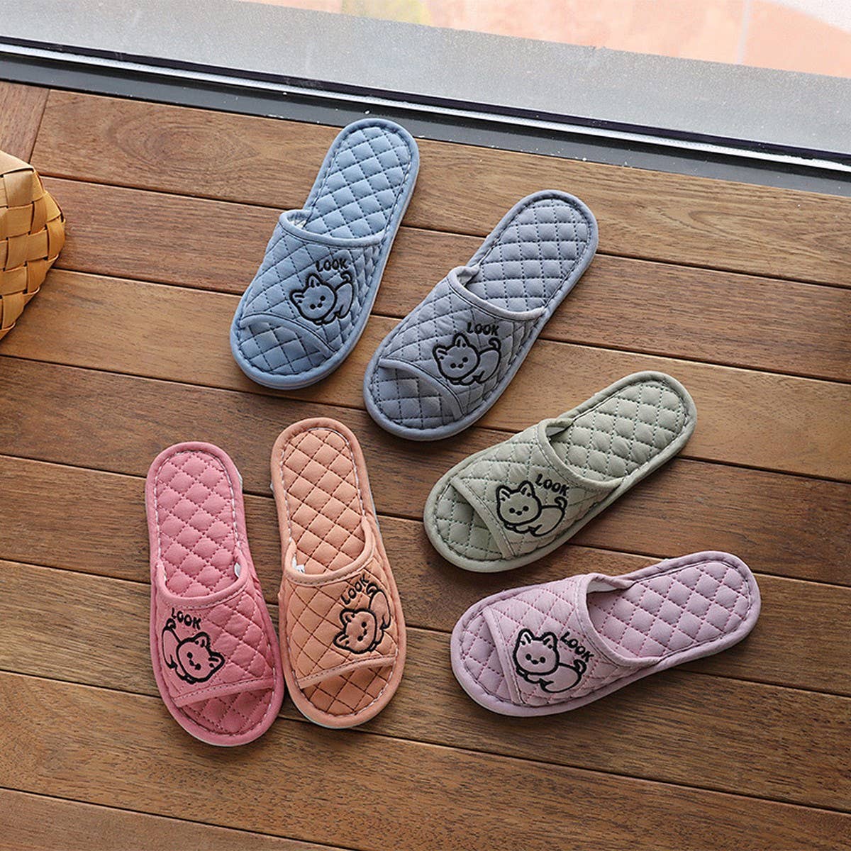 Cute Cat Cotton Handmade Thick Slippers