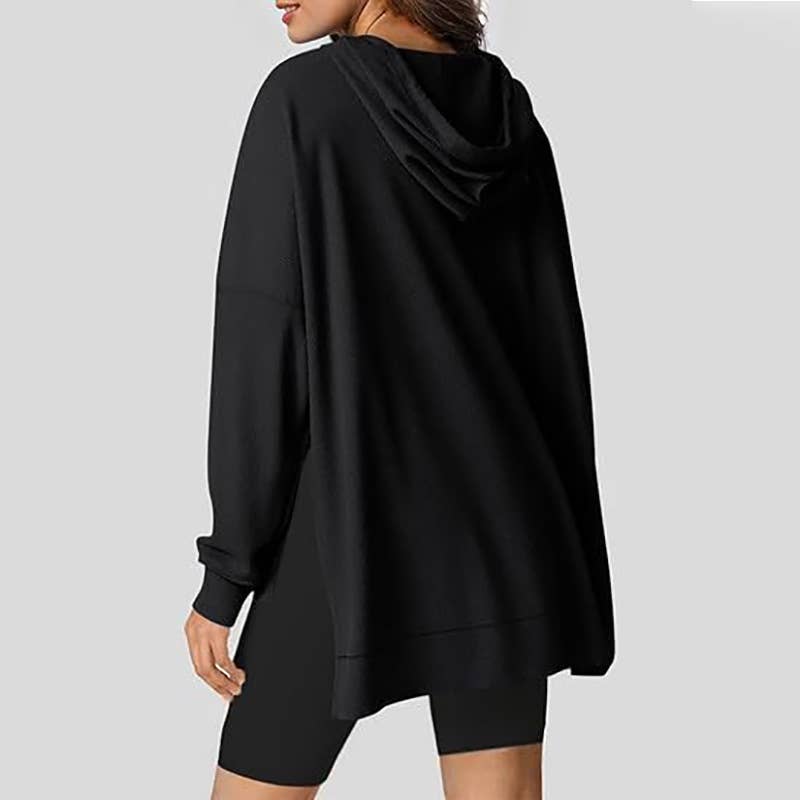 WOMEN'S LONG-SLEEVED WAFFLE POCKET HOODED JUMPER