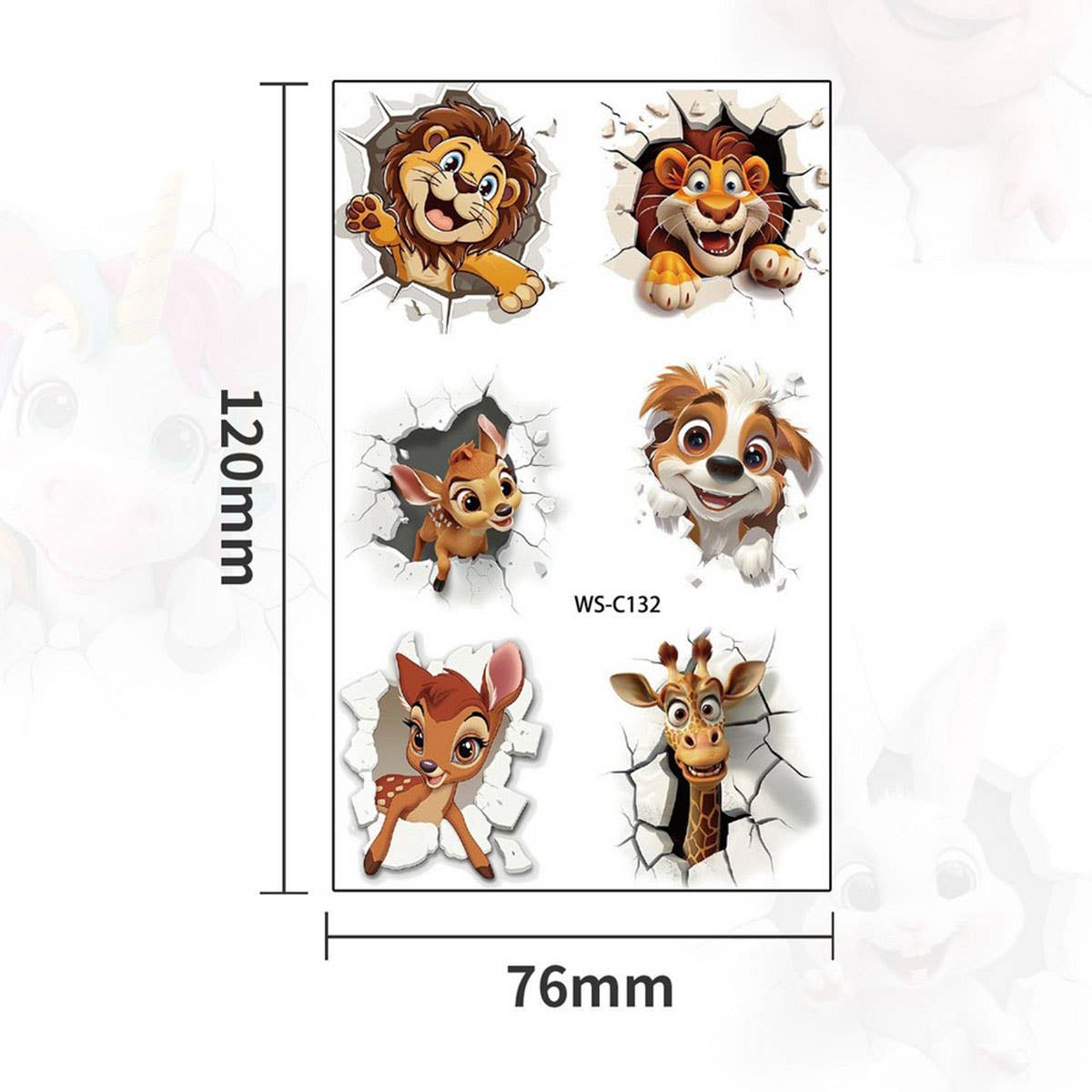 Kids Cartoon Animal Tattoo Stickers Set Waterproof