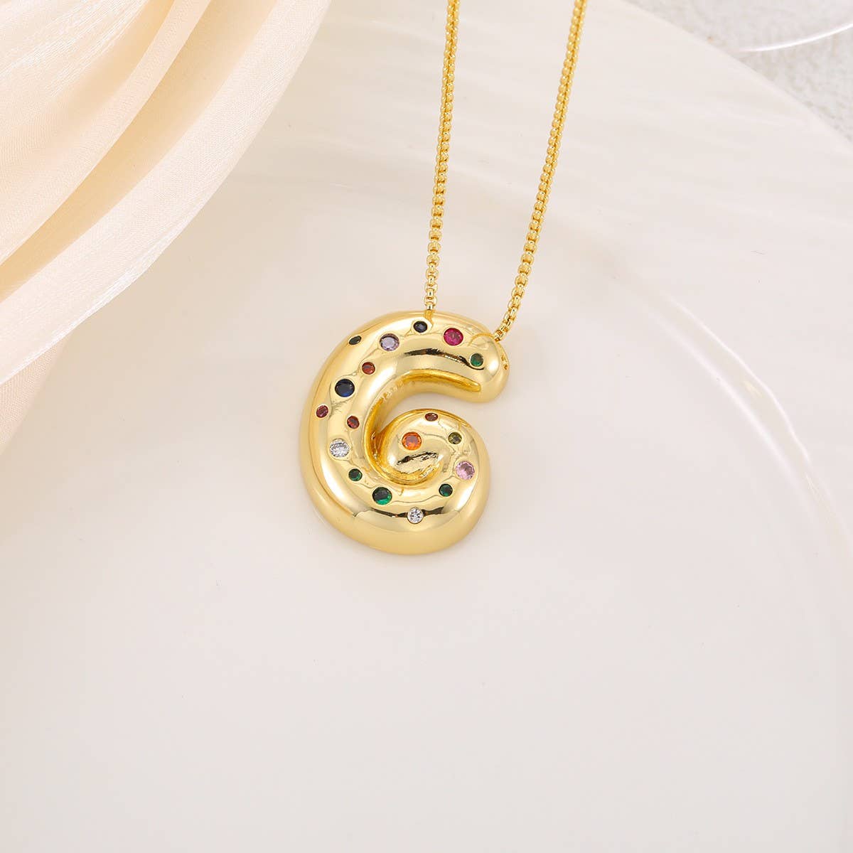 Creative Glossy Colorful Letter Pendant Necklace