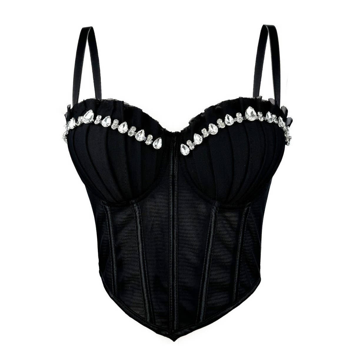 LUXURY DESIGN HERRINGBONE BRA WITH RHINESTONES