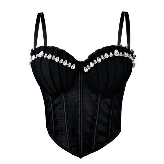 LUXURY DESIGN HERRINGBONE BRA WITH RHINESTONES