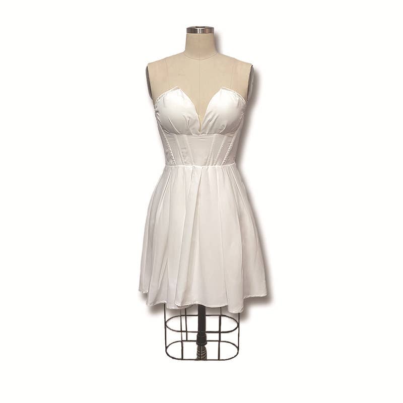 A cinched-waist short wraparound dress