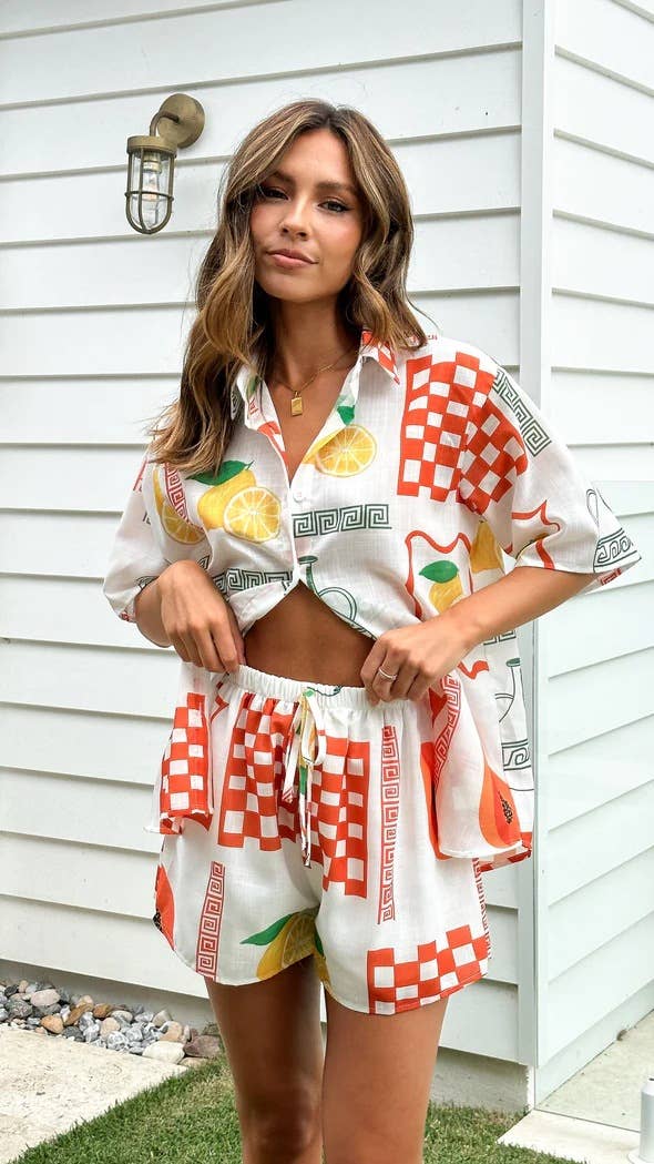 Fashion casual printed cardigan shirt collar suit