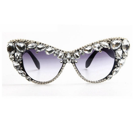COLORFUL RHINESTONE CAT-EYE SUNGLASSES