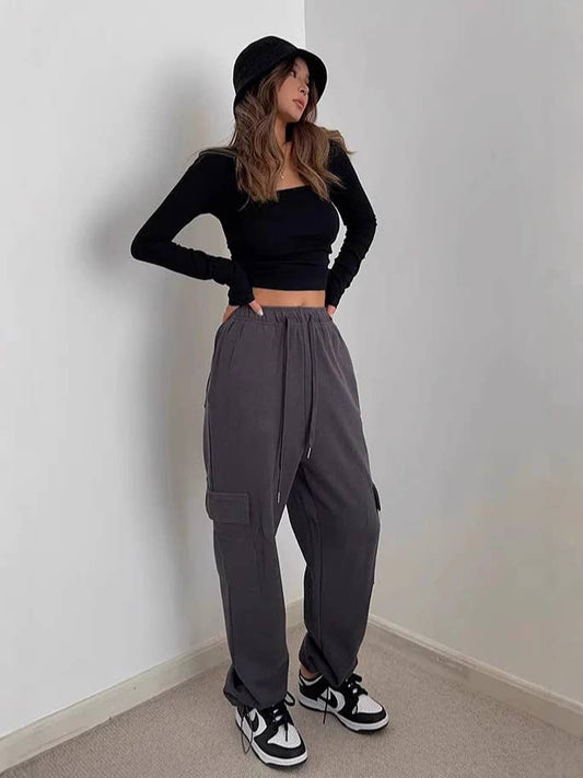 CASUAL SPORTS LOOSE HIGH-WAISTED SWEATPANTS