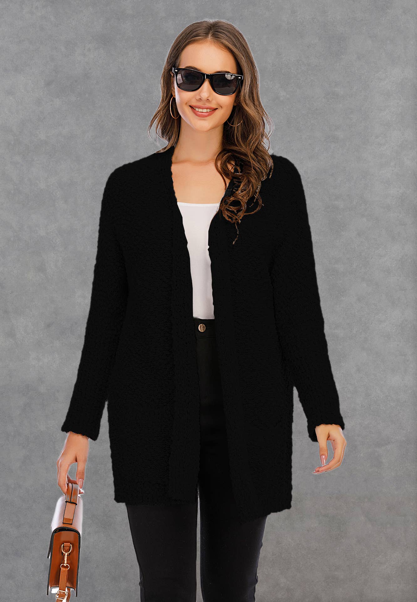 CWOSWL1044_Long Sleeve Open Front Long Cardigan Sweater