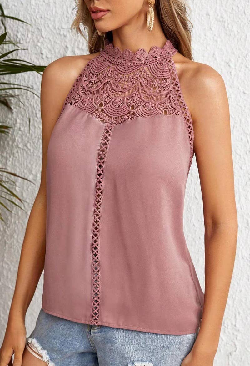 FASHION HOLLOW LACE GAS VEST TOP