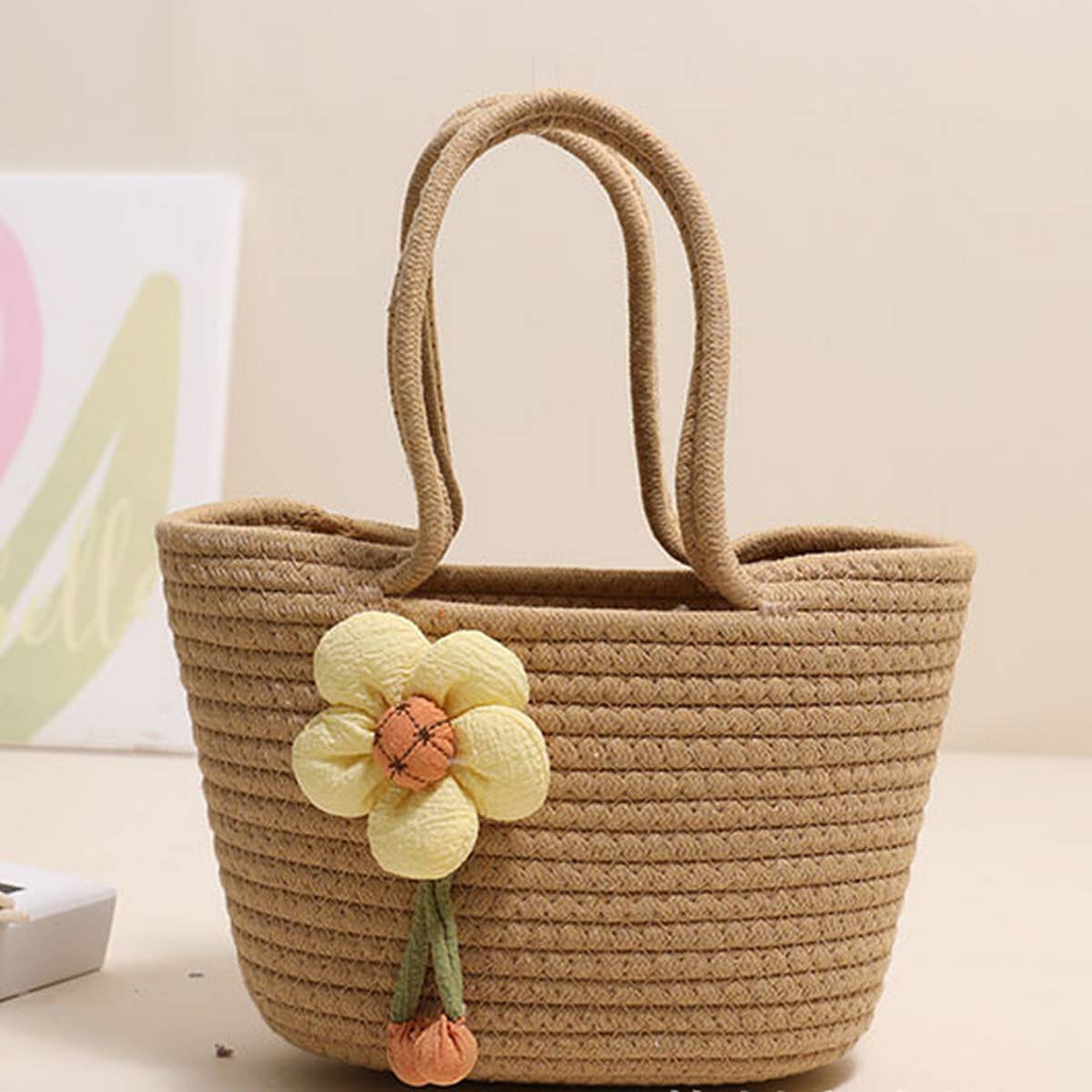 CASUAL FLOWER PORTABLE STRAW BAG_CWAB1870