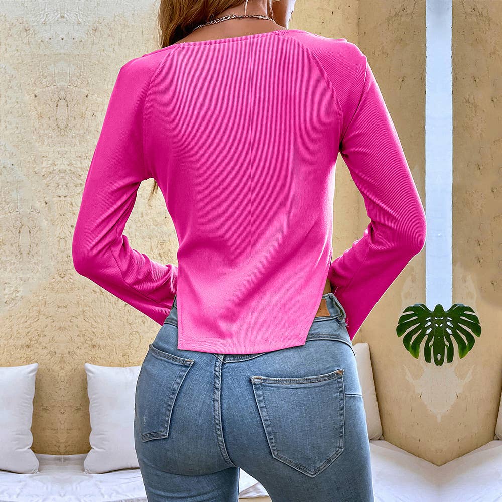 TEMPERAMENT IRREGULAR HORN SLEEVE SHORT T-SHIRT