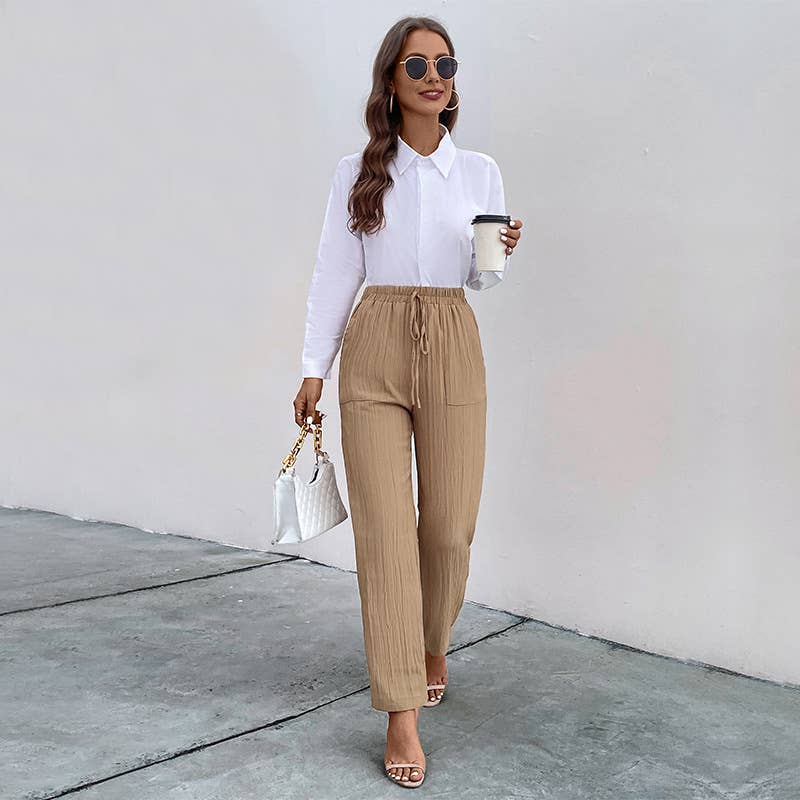 HIGHWAISTED SLACKS CASUAL PLEATED PANTS FOR WOMEN