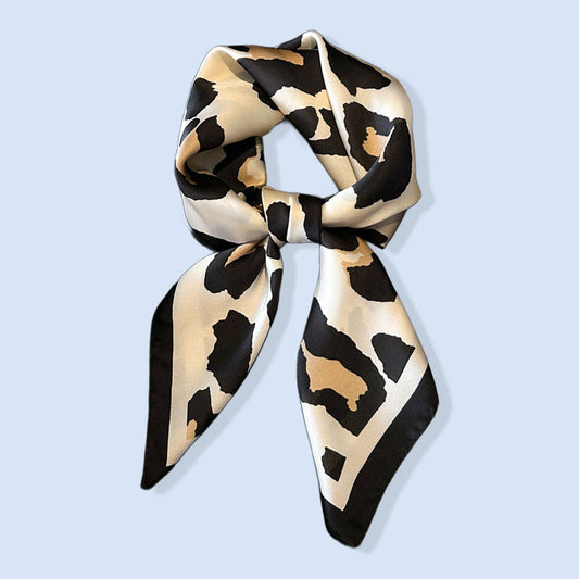 Leopard Print Satin Square Scarf, Hair Wrap