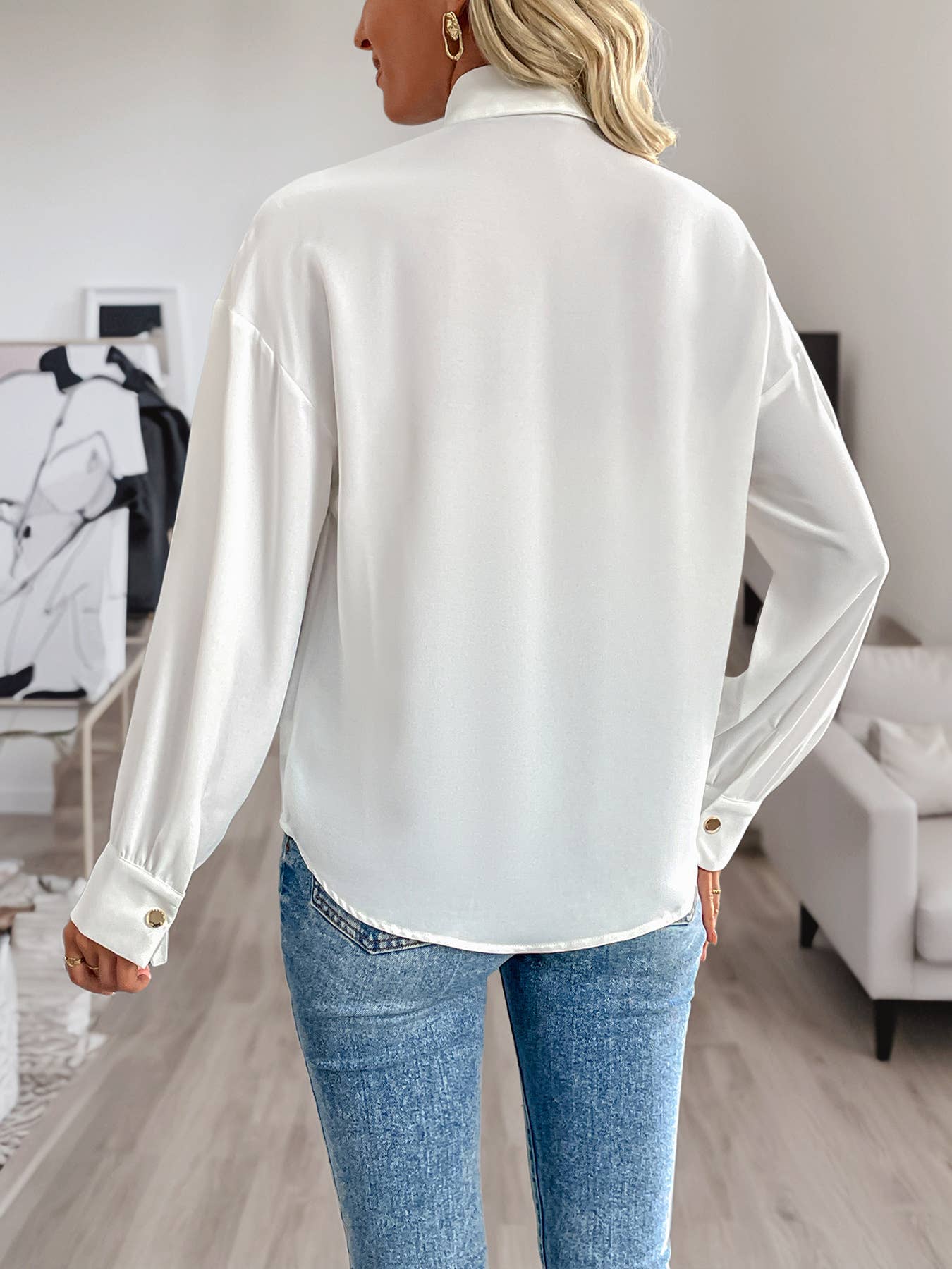 Sequined decorated long-sleeved fashion shirt