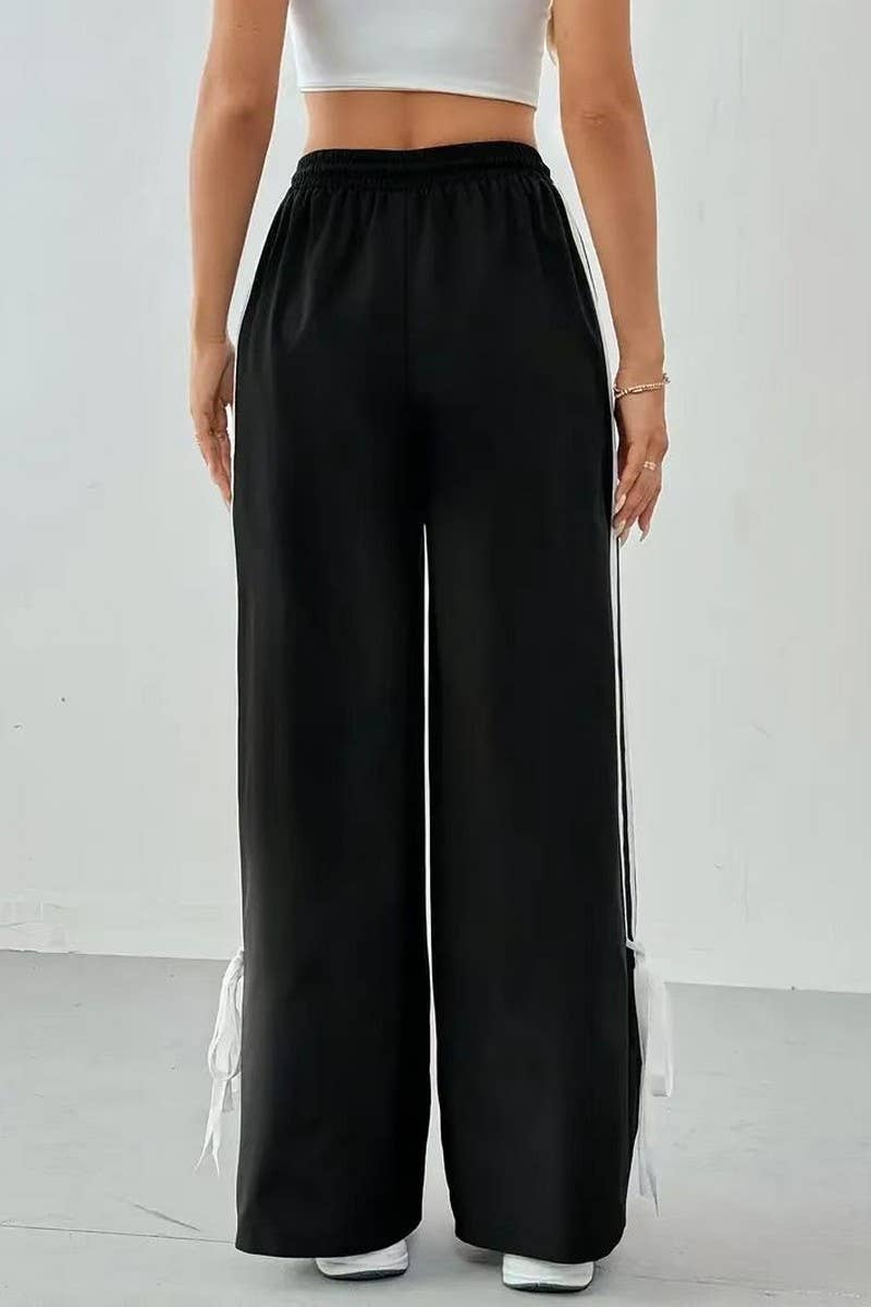 CWBLP2090_COLORBLOCK ELASTIC WAIST WIDE LEG PANTS