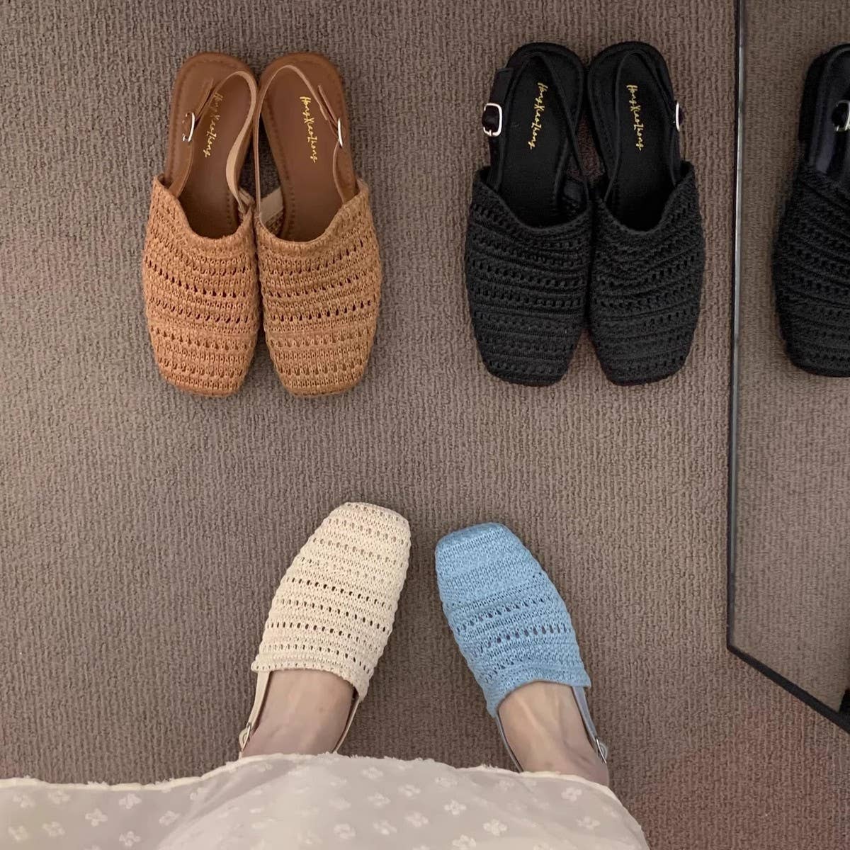 Boho Woven Closed Toe Holiday Slingback Flats_CWSHF0150