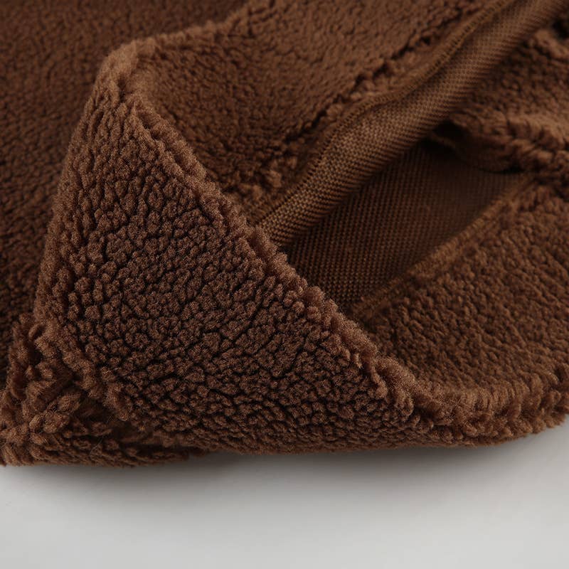 VINTAGE JACKET LAMB FLEECE ZIP-UP LAPEL JACKET