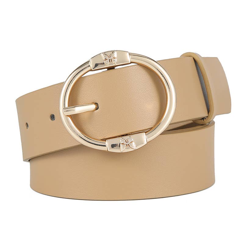 Slimming round pin buckle women's PU belt