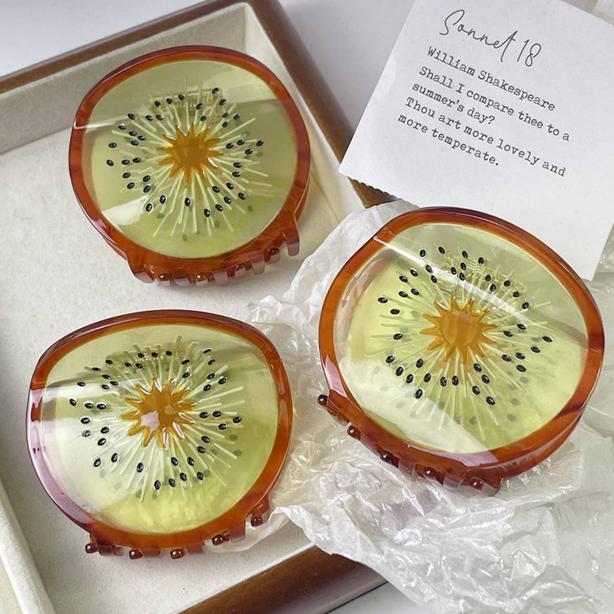 Quirky Kiwi Fruit Acetate Hair Claw, Back Bun Clip_CWAHA1340