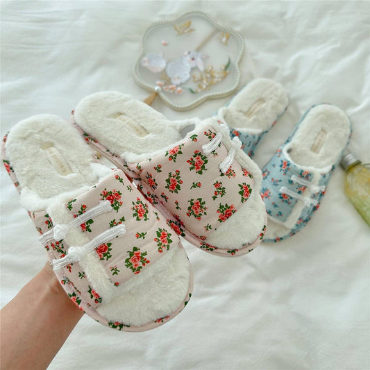 CHEONGSAM BUTTONED PLUSH OPEN-TOE HOME SLIPPERS_CWMM2987