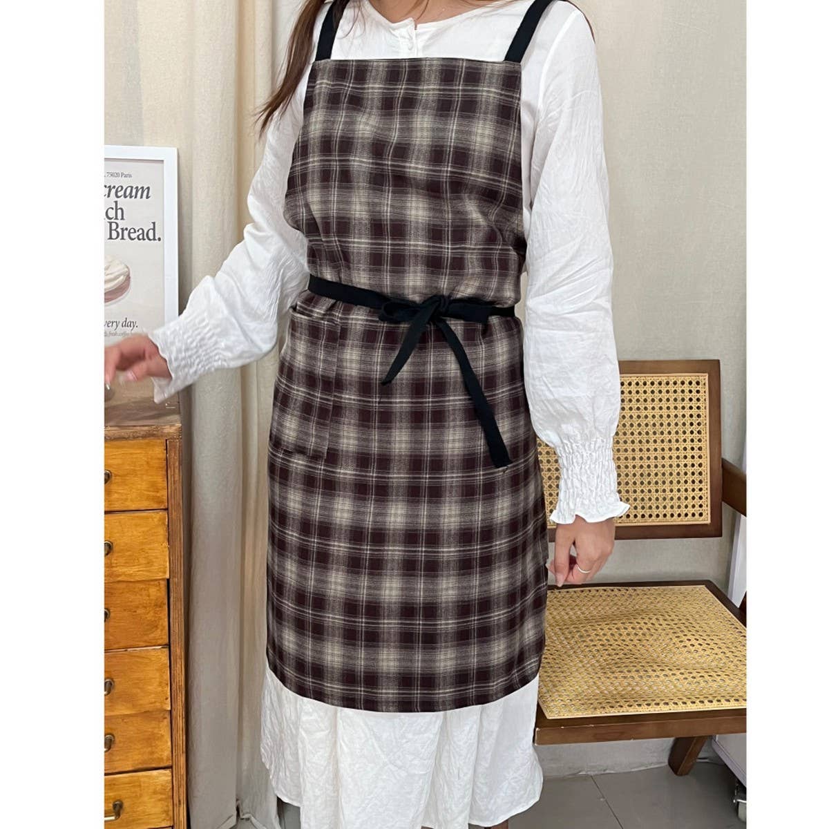 VINTAGE CHRISTMAS PLAID CAFE HOUSEHOLD APRON