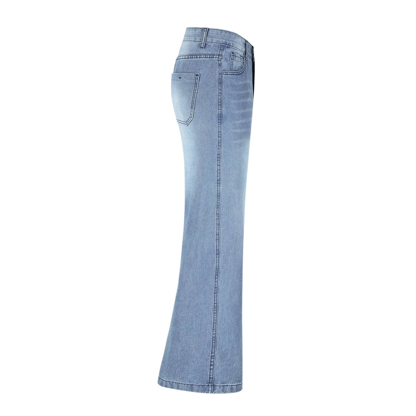 High-waisted, loose and wide-leg basic jeans