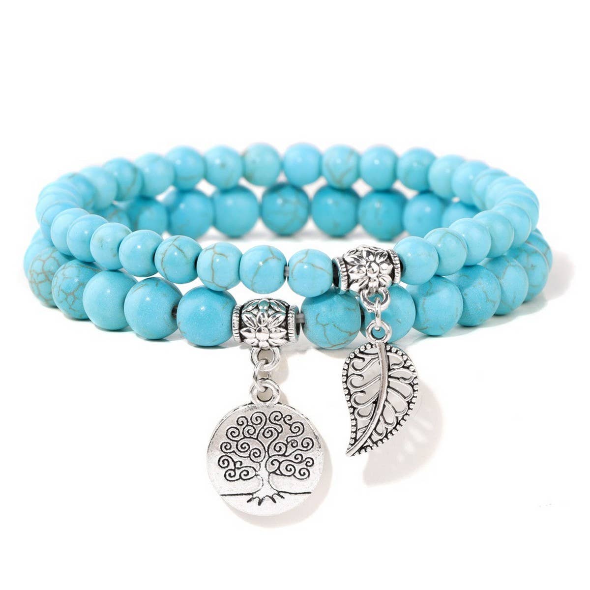 CWAJE4232_NATURAL STONE BEADS TREE OF LIFE PENDANT BRACELET