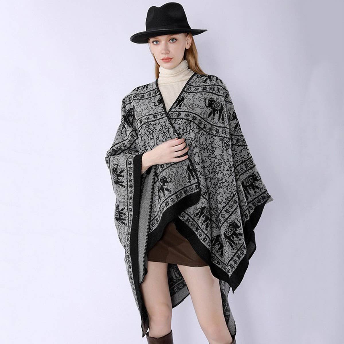 NEW FASHION RETRO ELEPHANT PATTERN SHAWL WOMEN
