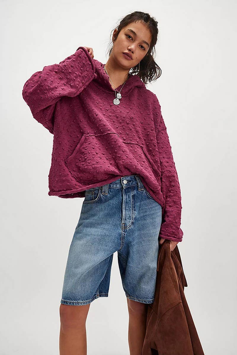 CWOSWL07756_2025 CASUAL LOOSE PULLOVER HOODED KNIT SWEATER