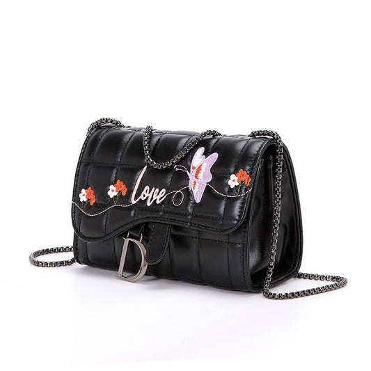 BLACK CLUTCH CHAIN CROSSBODY SHOULDER BAG_CUAB0181