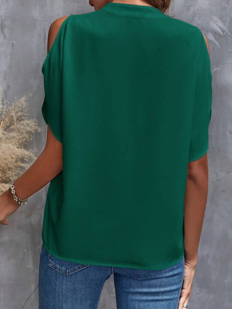 V-NECK STYLISH SLEEVED WOMEN'S BLOUSE