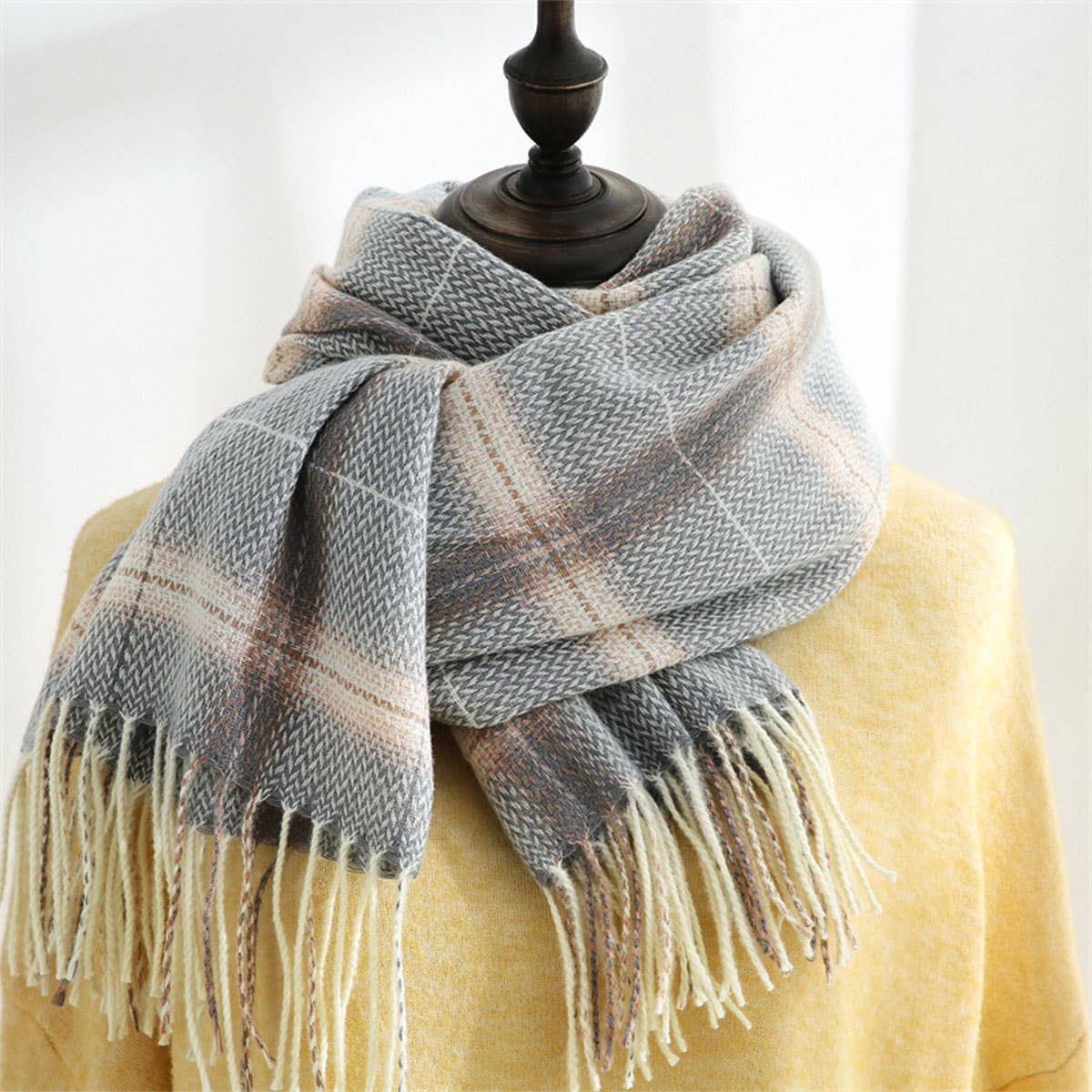Plaid Winter Scarf-Soft Thickened Shawl for Women_CWASC0181