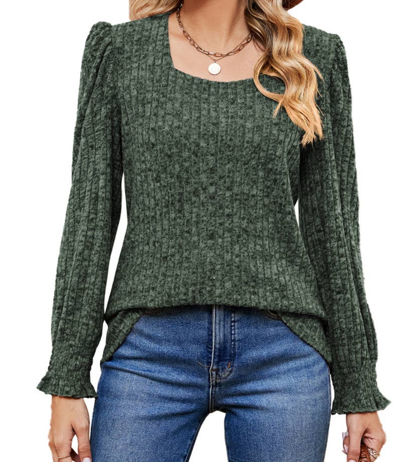 WOMEN'S WOOLEN PIT STRIP LONG SLEEVE T-SHIRT