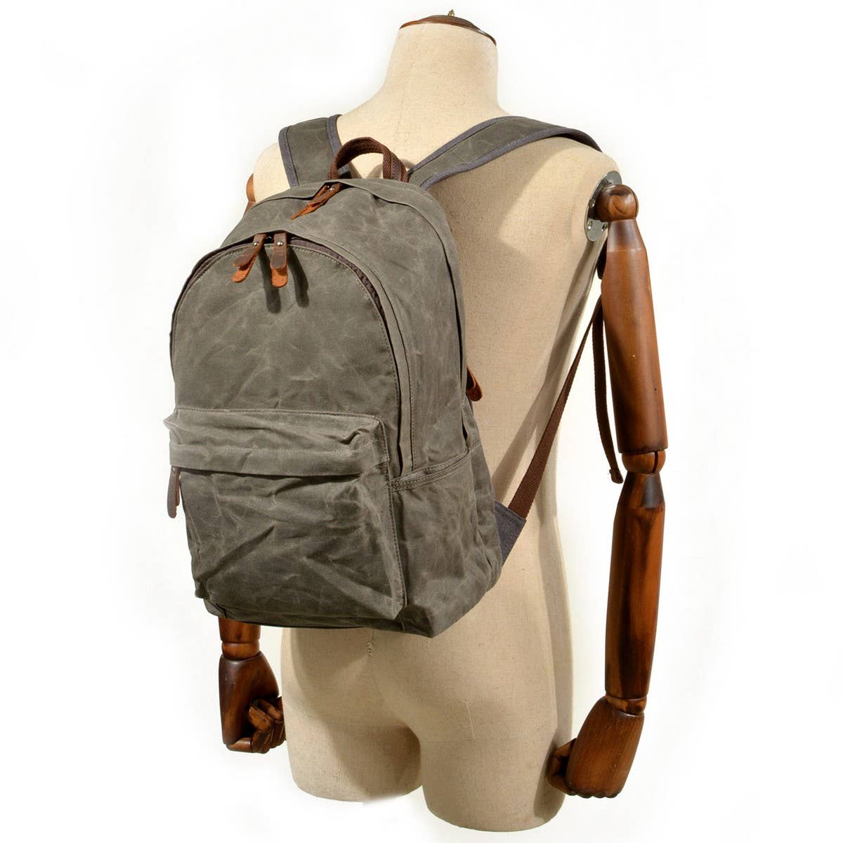 Vintage Waxed Canvas Outdoor Backpack Unisex_CWAB5527