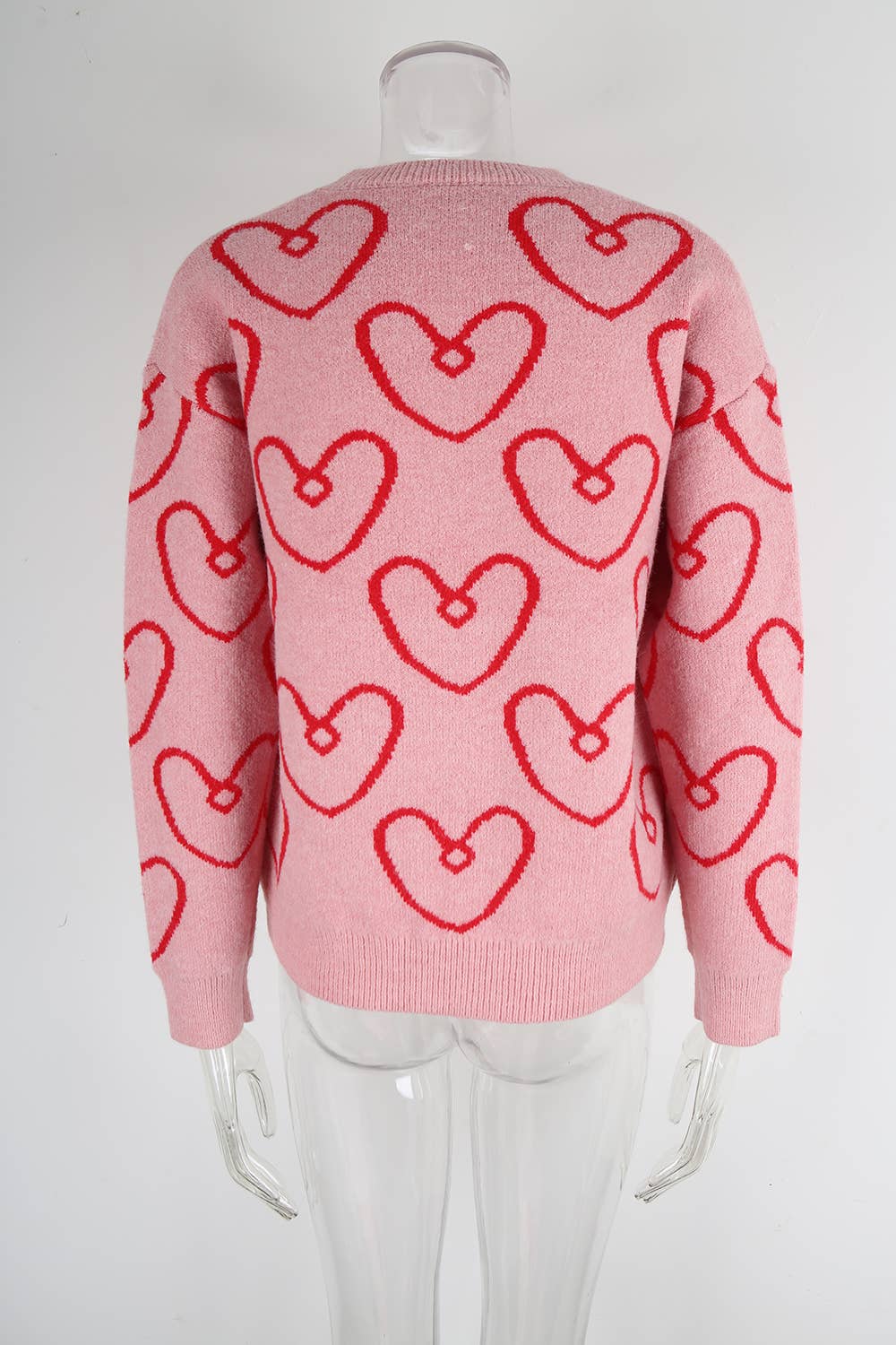 Round-neck heart-shaped color-blocking sweater