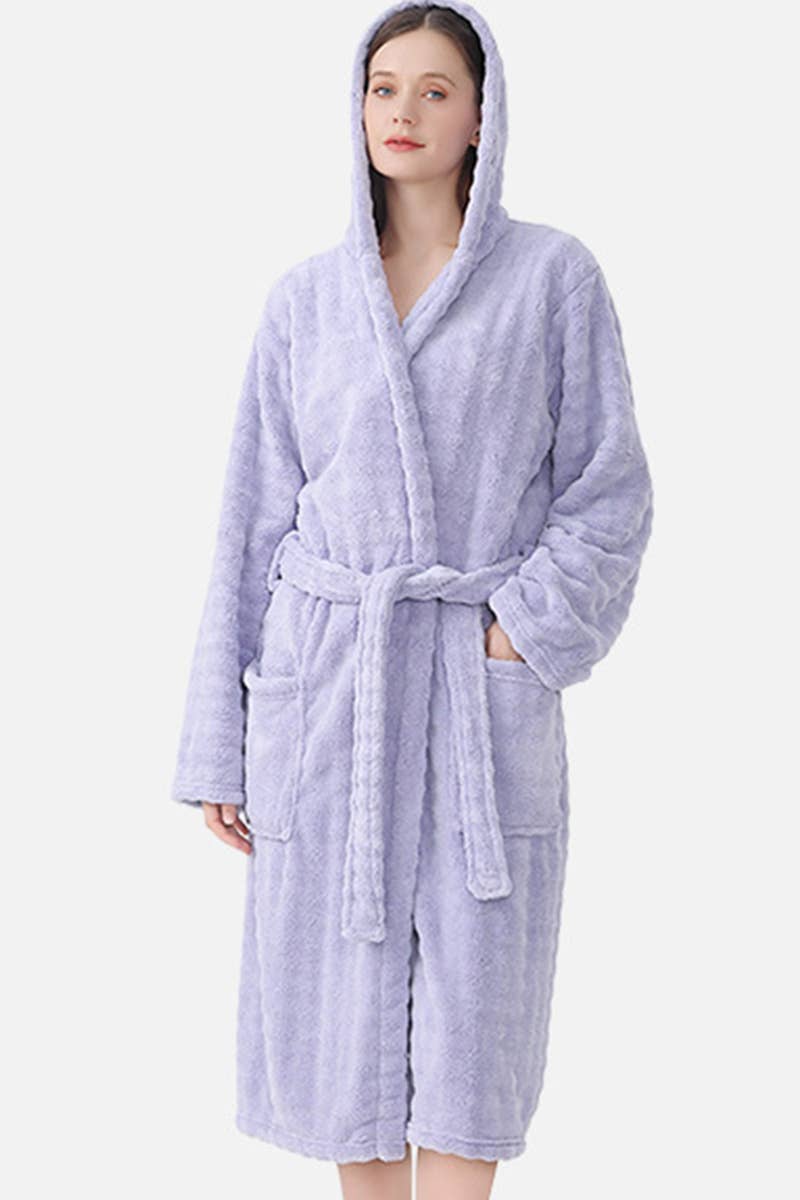 CWMM8295_THICKENED HOUSEHOLD LONG CORAL FLEECE ADULT ROBE