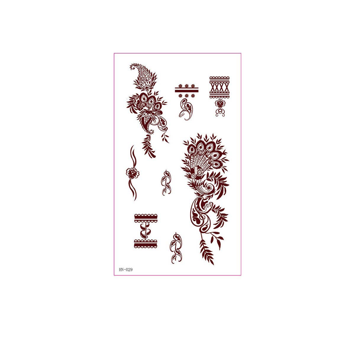 Brown Red Henna Style Tattoo Stickers Waterproof_CWMM8344
