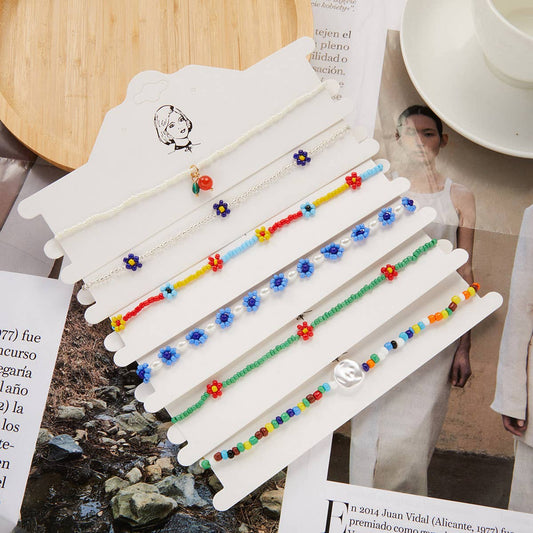 2024 NEW BLUE FLOWER PEARL RICE BEAD NECKLACE_CWAJE2445