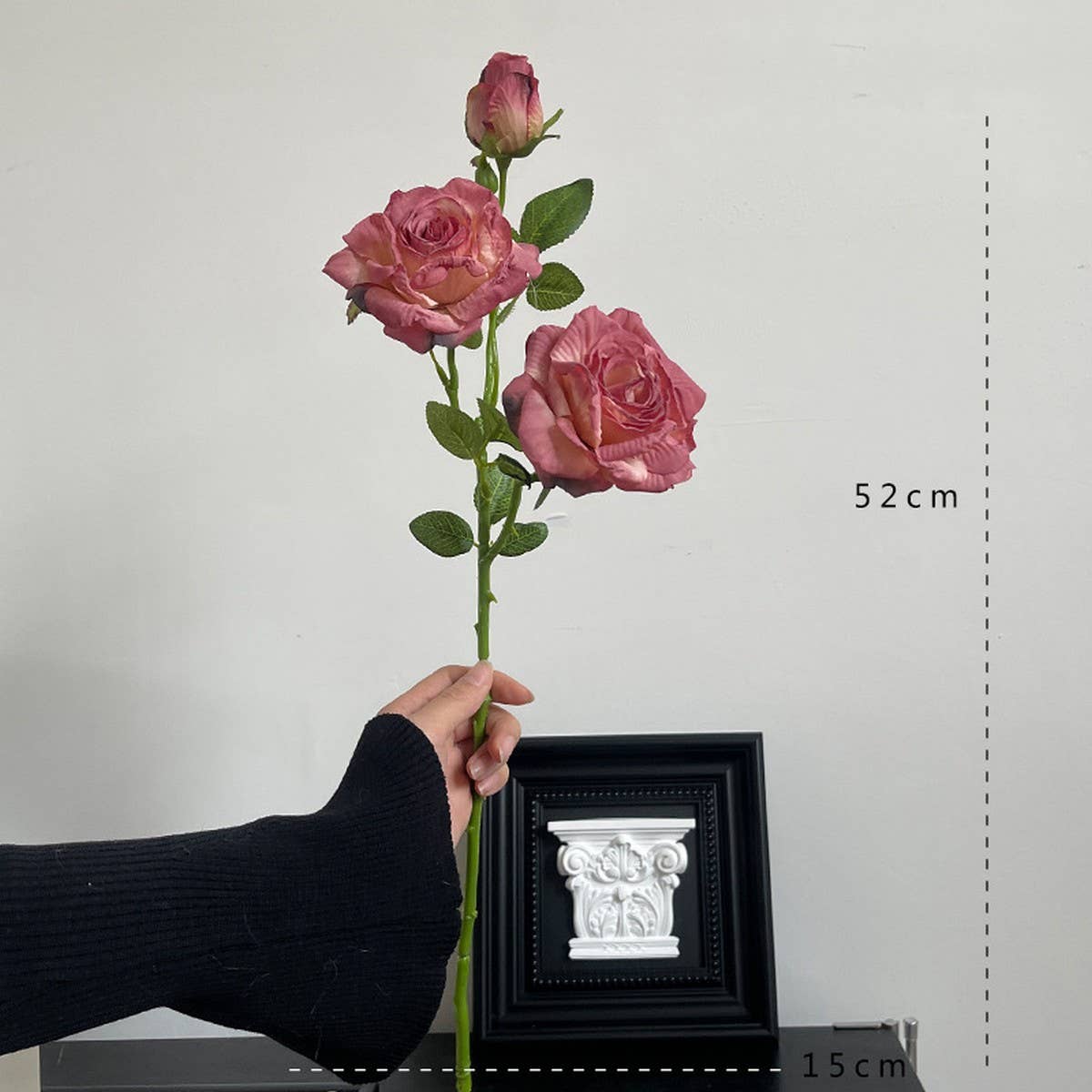 Vintage Dried-Look 3-Head Artificial Roses