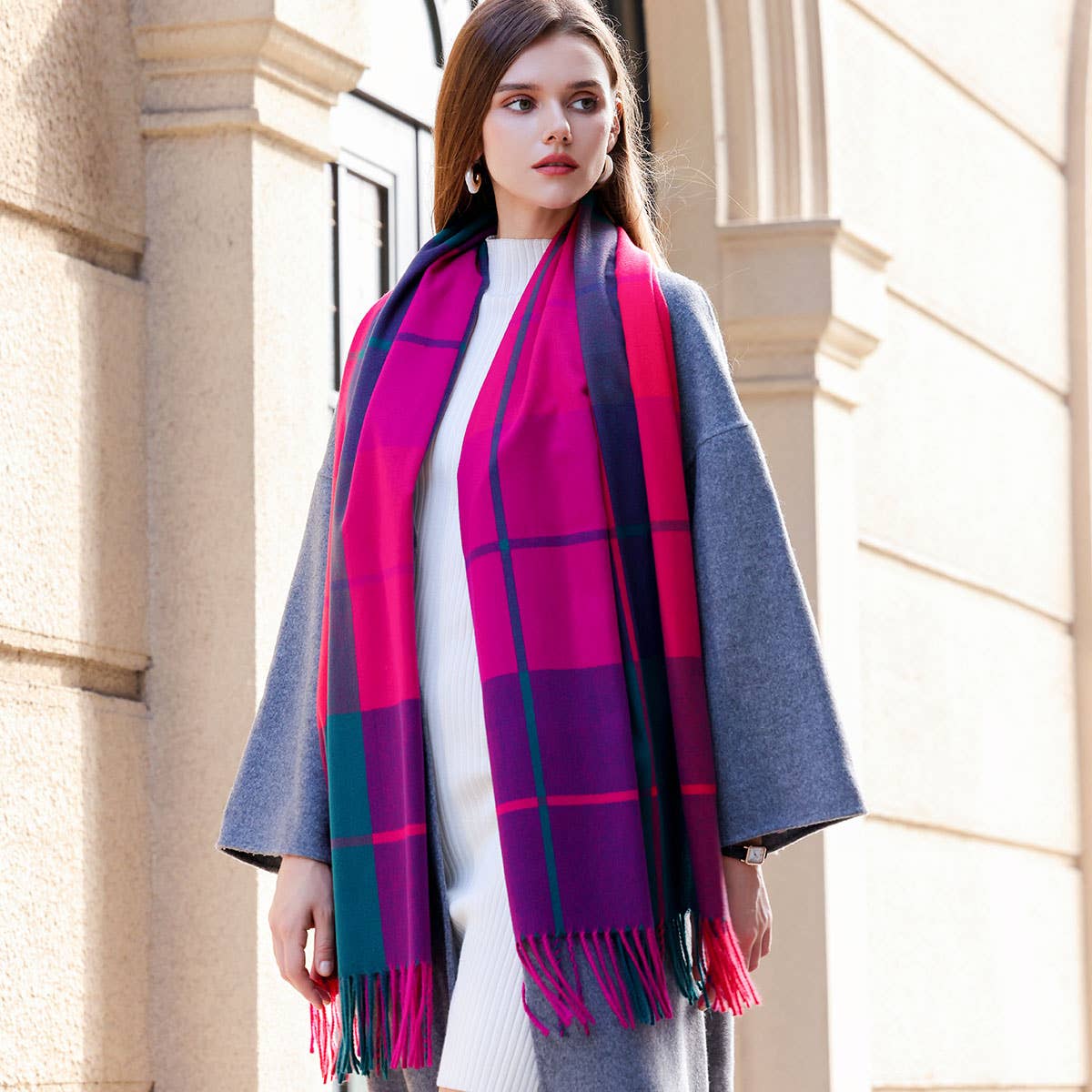 Dopamine color matching cashmere scarf - warm