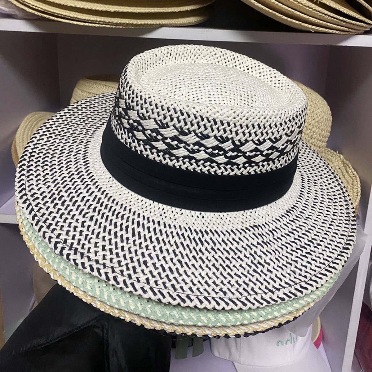 Summer vacation travel sunshade flat top straw hat_CWAH3404