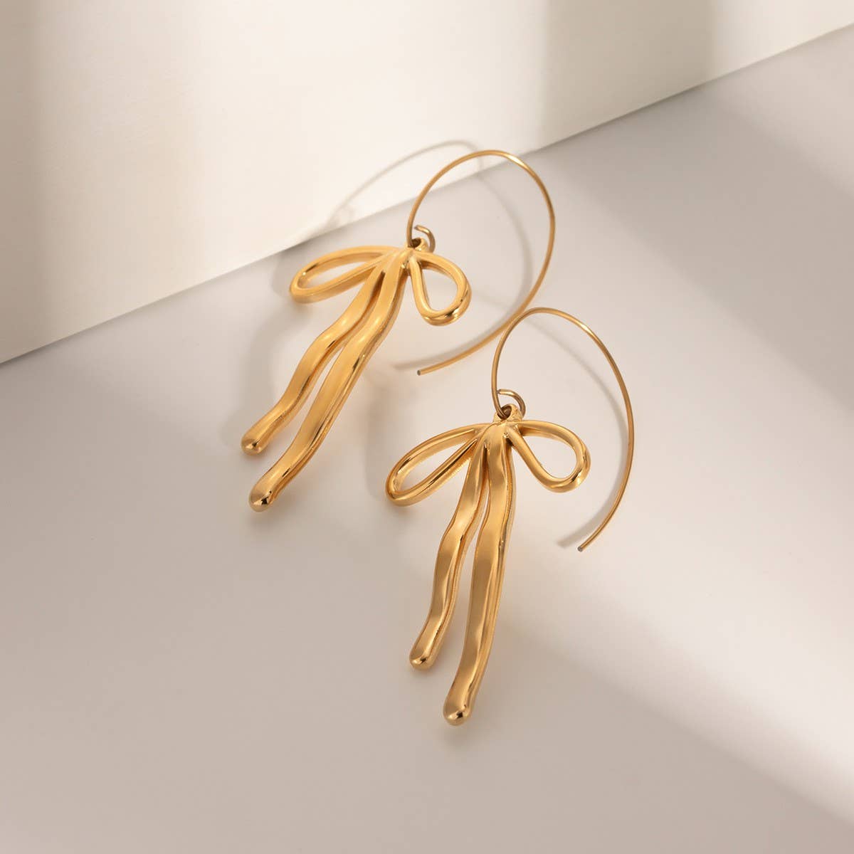 FASHION 18K GOLD STAINLESS STEEL BOW EARRINGS_CWASC1682