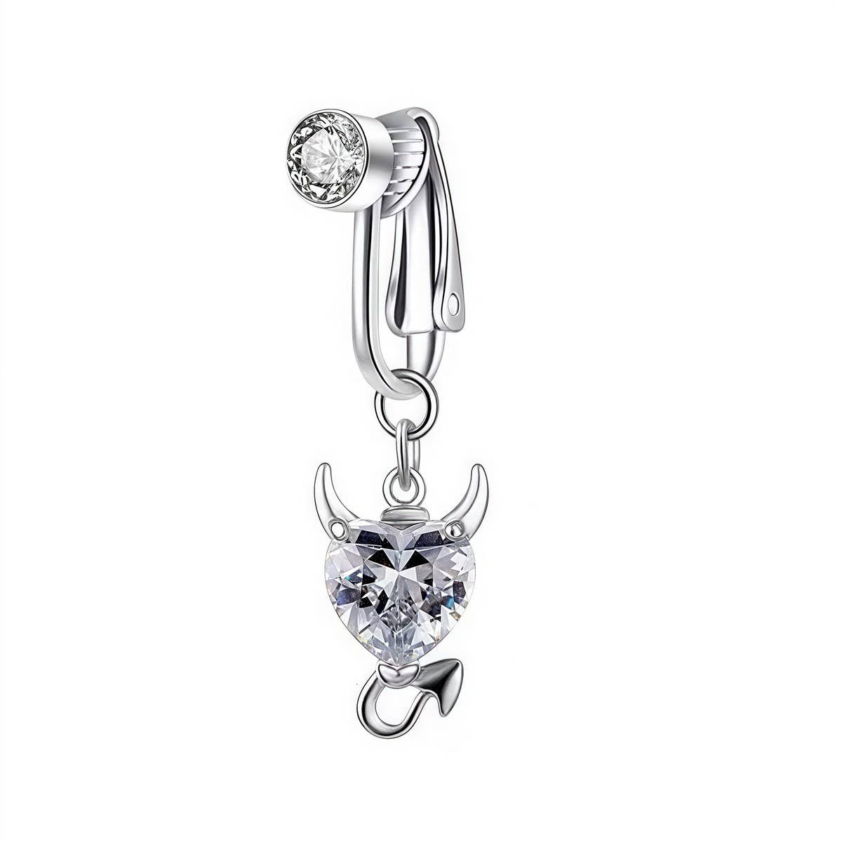No-Piercing Navel Clip Ring with Moon&Heart Charm＿CWMM9227