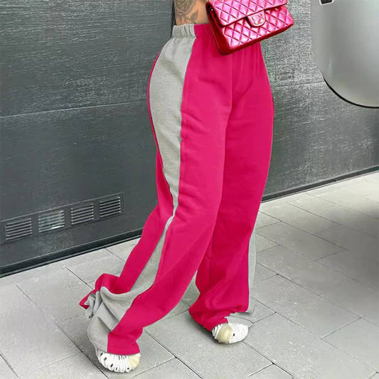 ELASTIC-WAISTED COLOR-MATCHED WIDE-LEG PANTS