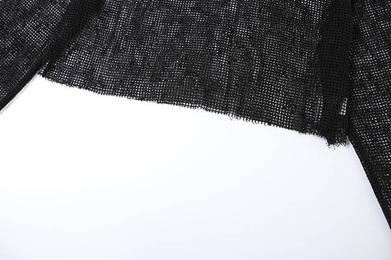 Sheer One Shoulder Mesh Long Sleeve Top