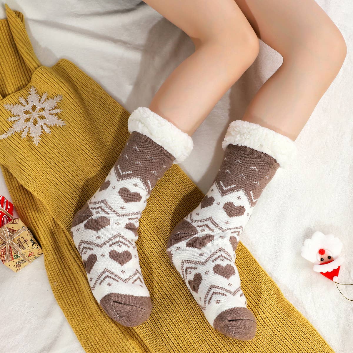 LOVE HEART FLOOR SOCKS FUZZY INDOOR SLIPPER SHOES