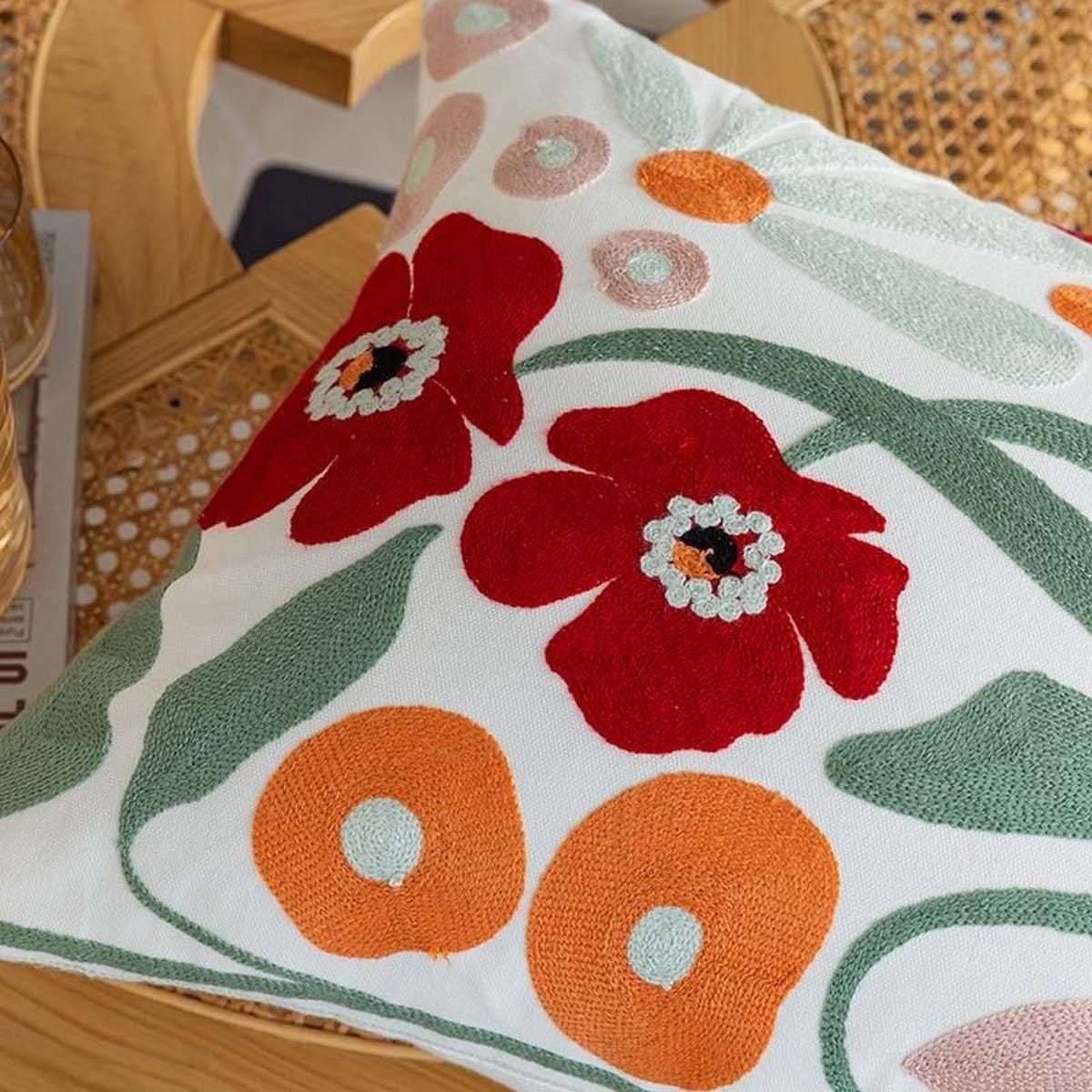 Cotton Cream Pillow Cover Sofa Bed Square Cushion