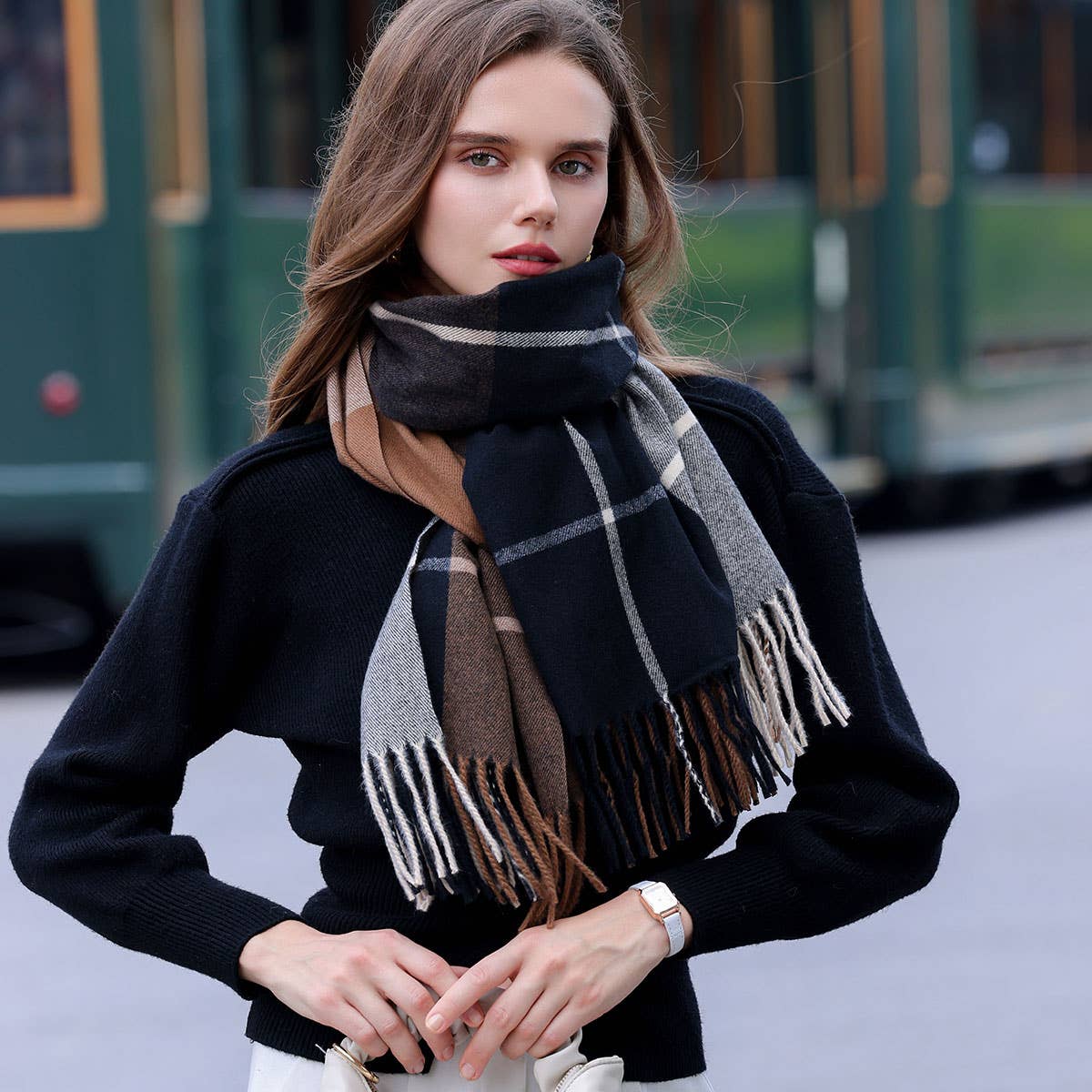 Dopamine color matching cashmere scarf - warm