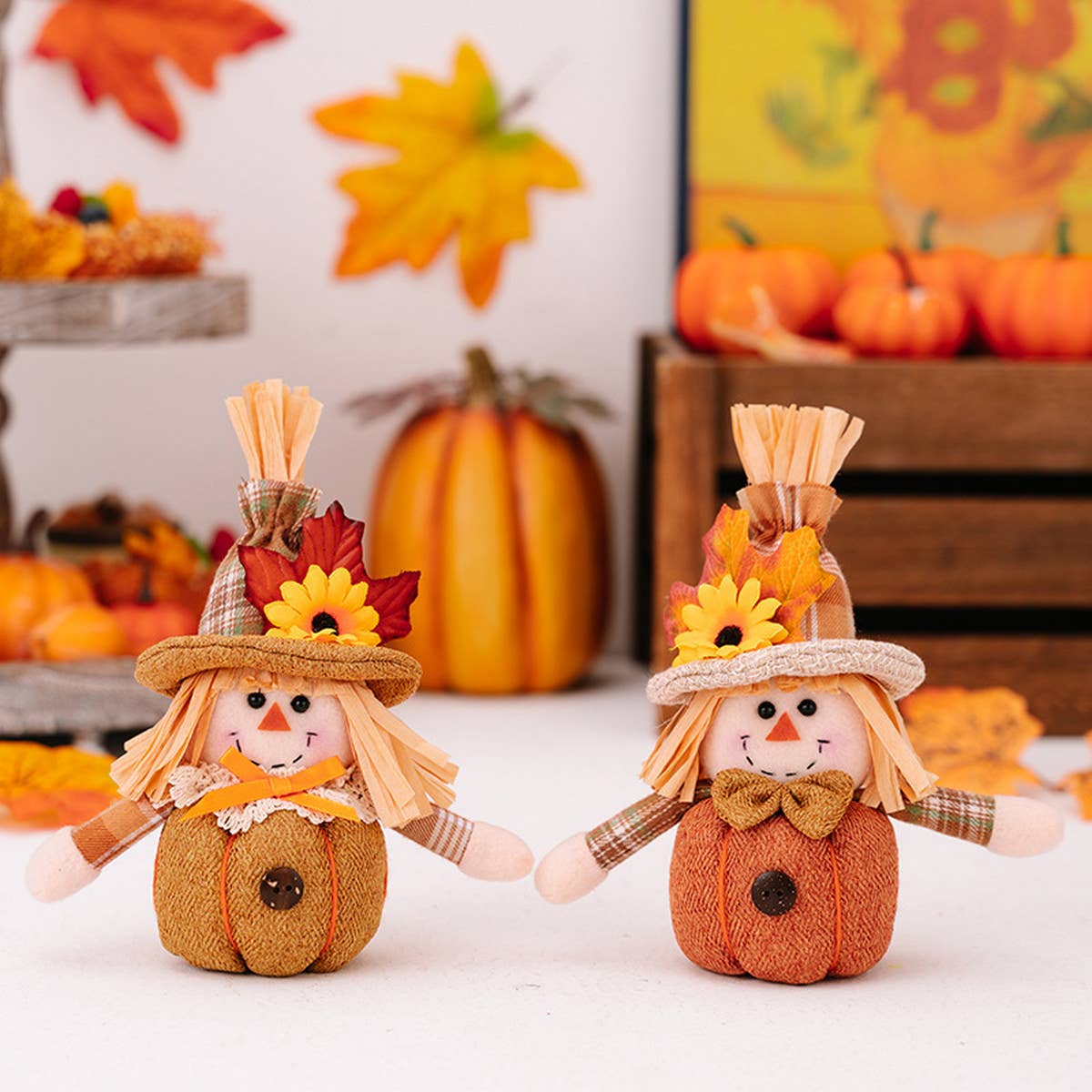 SUNFLOWER MAPLE LEAF SCARECROW DOLL PENDANT